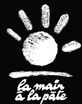 Schwarz-weißes Logo von La main à la pâte, Negativ