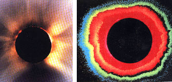 Sonnenkorona mit Filtern aufgenommen bzw. in Falschfarbendarstellung