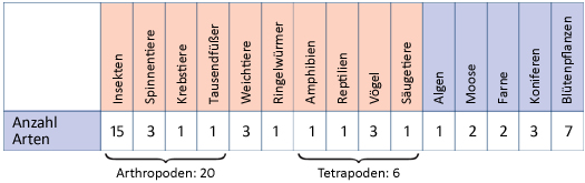 Anzahl der gefundenen Arten