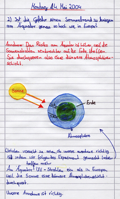 Protokoll einer Schülerin