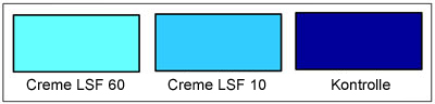 Versuch mit Sonnencremes (LSF 10 und 60)