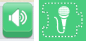 Icons für Lautsprecher und Mikrofon
