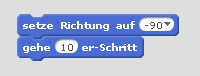 Die Katze läuft 10 Schritte nach links