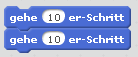 Zwei Mal Scratch-Befehl '10 Schritte nach rechts gehen'
