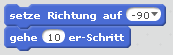 10 Schritte nach links gehen