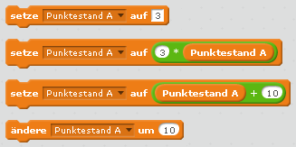 Verschiedene Möglichkeiten, den Punktestand zu ändern