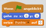 Punktestand auf null setzen