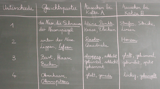 Gemeinsame Tabelle, Tafelbild