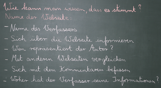 Tafelbild: Wie kann man wissen, dass es stimmt?