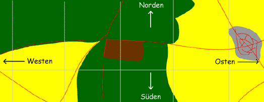 Die 4 Himmelsrichtungen auf einer Karte